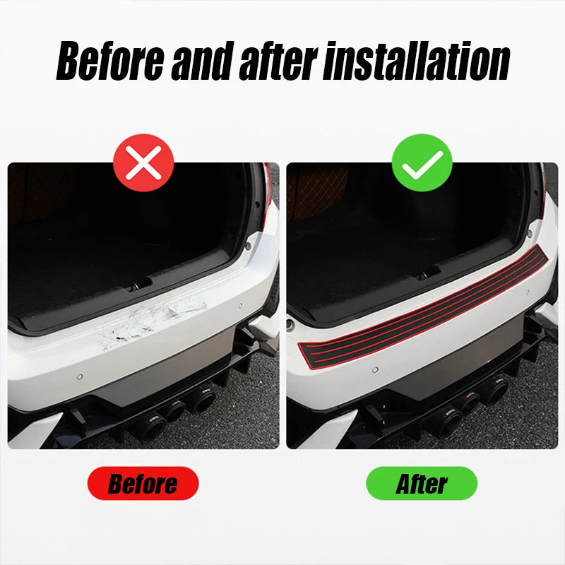 Universal Carbon Fiber Car Trunk Door Guard Strips Sill Plat