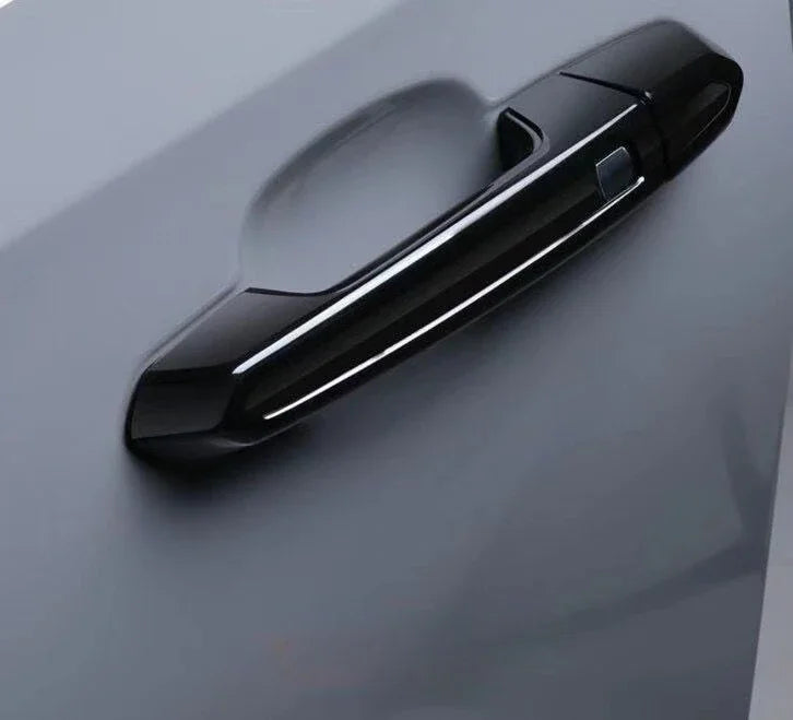 Glossy Black Carbon Fiber Siver Car Door Handle Cover Trim S