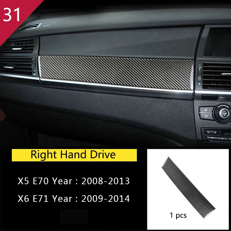 For BMW X5 X6 E70 E71 Accessories Car Interior Air Conditioning CD Console Panel Cover Decoration Trim Carbon Fiber Car Styling