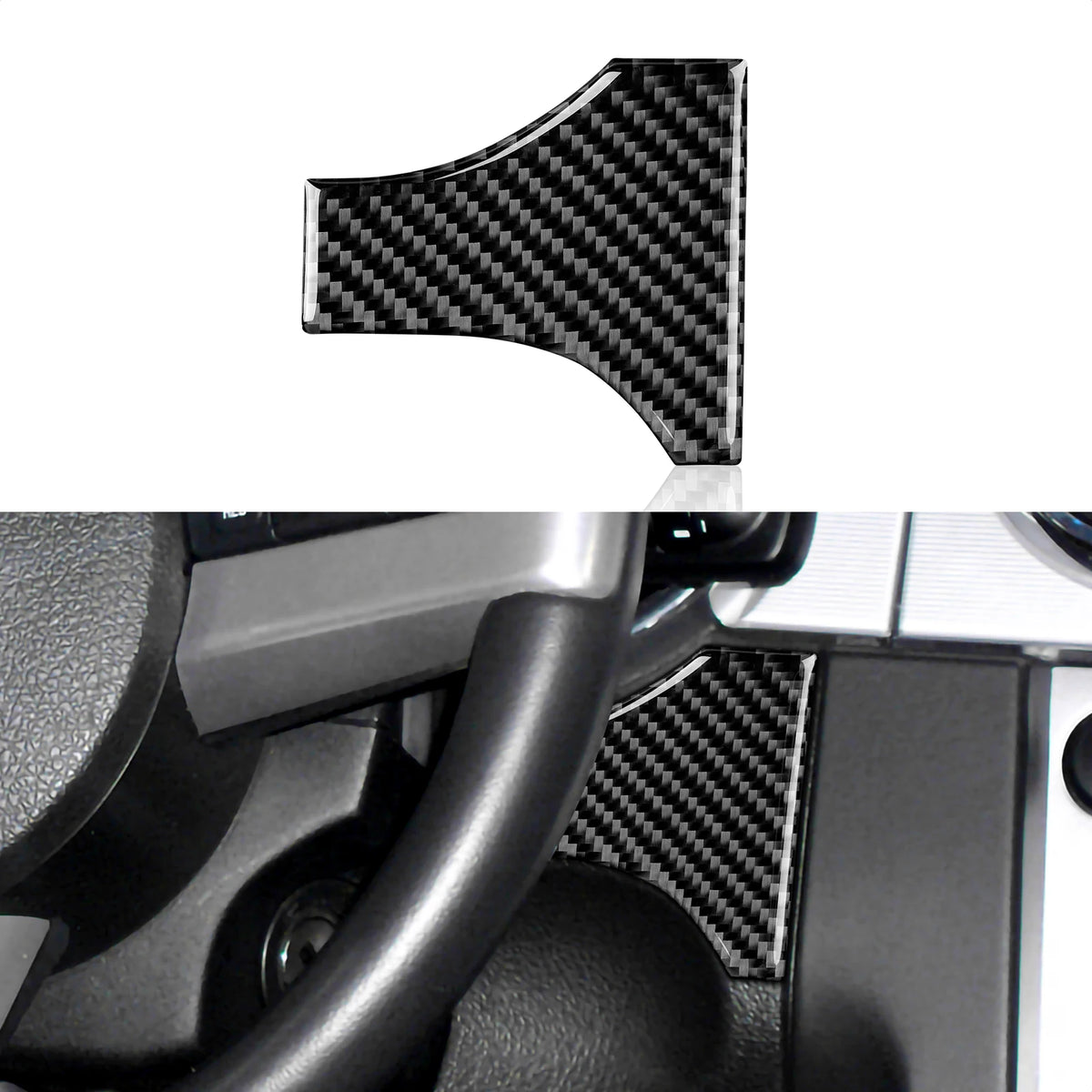 For Ford Mustang GT Shelby (2005-2009) Steering Wheel Panel Carbon Fiber Trim Sticker Car Center Console Gear Shift Cover Set