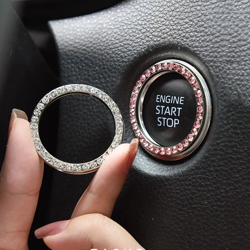 Car Start Switch Button Auto Decorative Diamond Stickers Rhi
