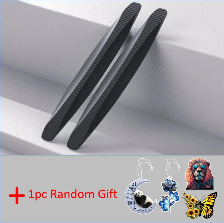 2pcs carbon fiber car anti-collision strips front and rear bumper anti-collision strips body and door anti-collision universal