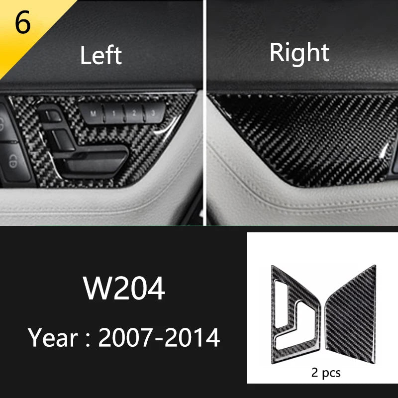 For Mercedes Benz C Class W204 C180 C200 C260 Car Carbon Fiber Window Door Panel Strip Cover Protective Trim Sticker Accessories