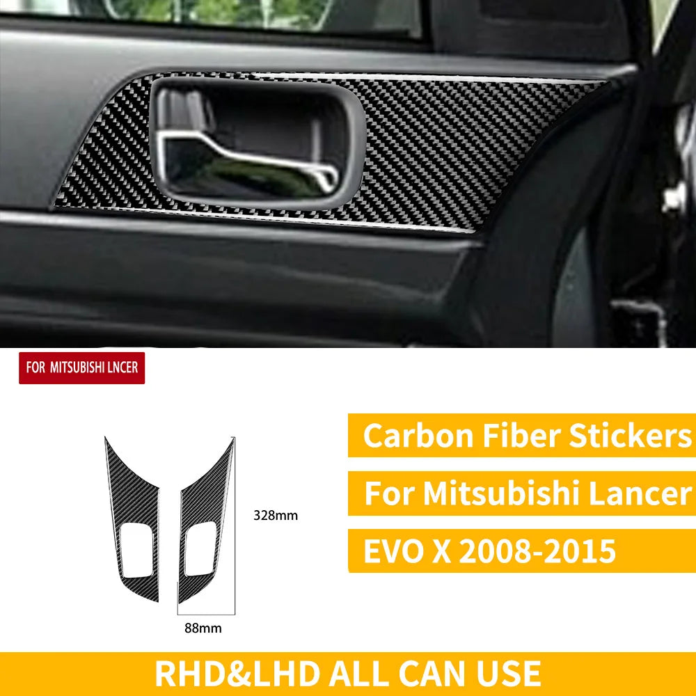 For Mitsubishi Lancer EVO X MR 2008-2015 Carbon Interior Trim Sticker Set Speedometer Window Lifting Storage Car Accessories