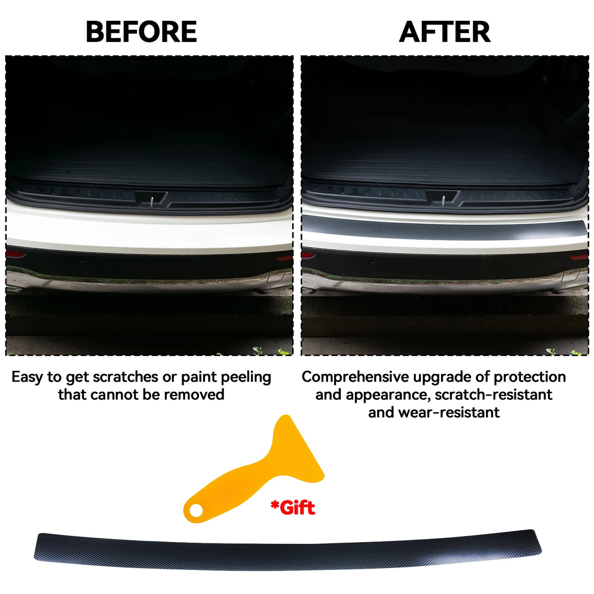 4D Carbon Fiber Car Rear Boot Bumper Trunk Anti-Scratch Prot