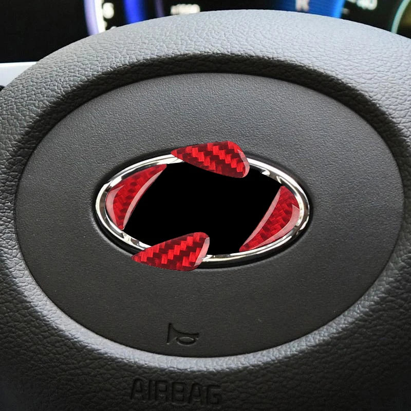 1Pcs Carbon Fiber Car Steering Wheel Sticker Trim For Hyunda