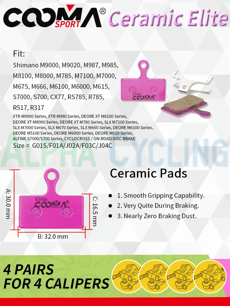 4 Pairs 8 PCS Ceramic Bicycle Brake Pads for SRAM Avid Shima