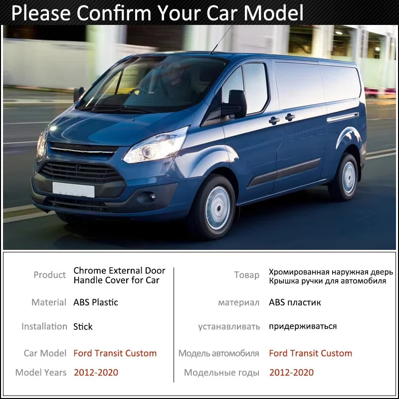 Black Carbon Fiber Door Handle Cover for Ford Transit Custom