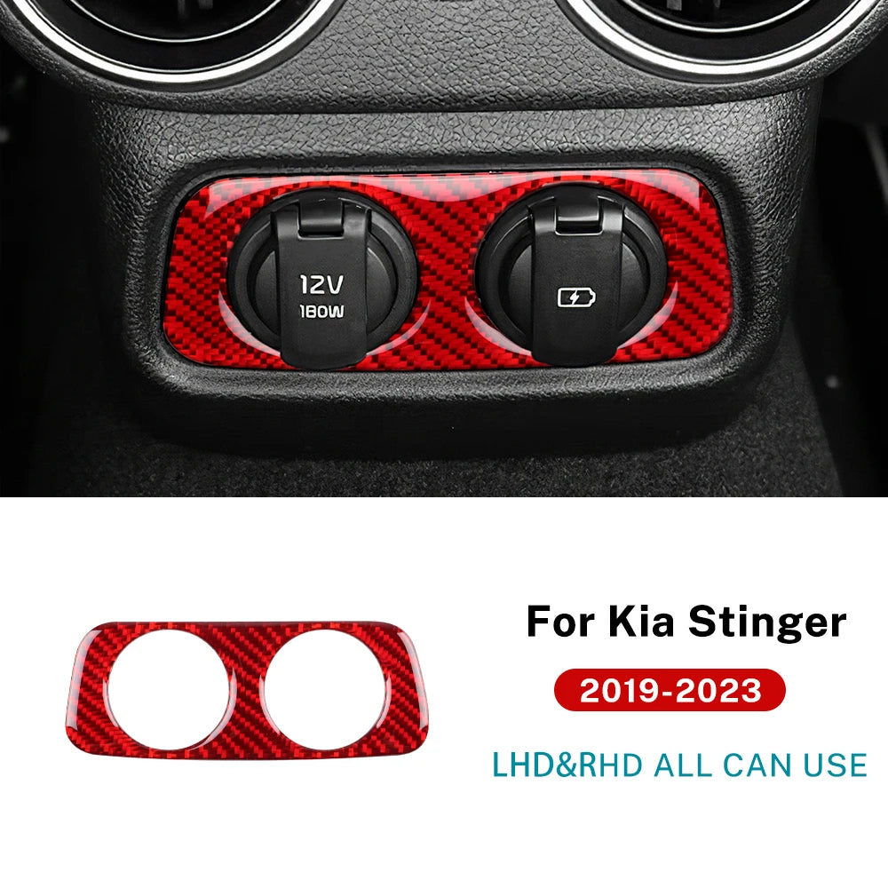 Real Soft Carbon Fiber Sticker For Kia Stinger 2019 2020 2021 2022 2023 LHD RHD Car Rear Charging Port USB Hole Frame Trim