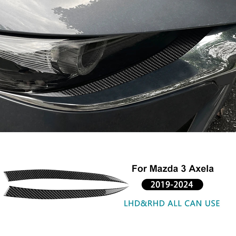 Real Soft Carbon Fiber Sticker For Mazda 3 Axela BP 2019 2020 2021 2022 2023 2024 2025 Sedan/Hatchback Car Lamp Eyebrow Trim