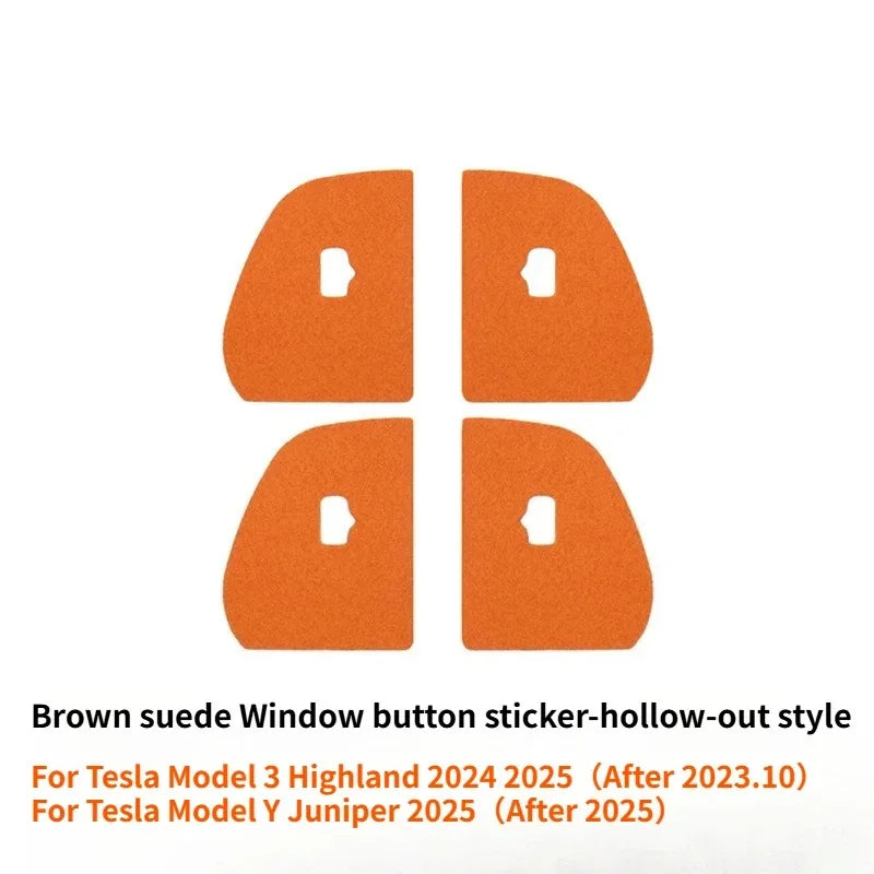 Car Interior Suede Door Switch Button Trim Stickers Patch Trim Cover For Tesla Model 3 Y Highland Juniper 2025 Car Accessories
