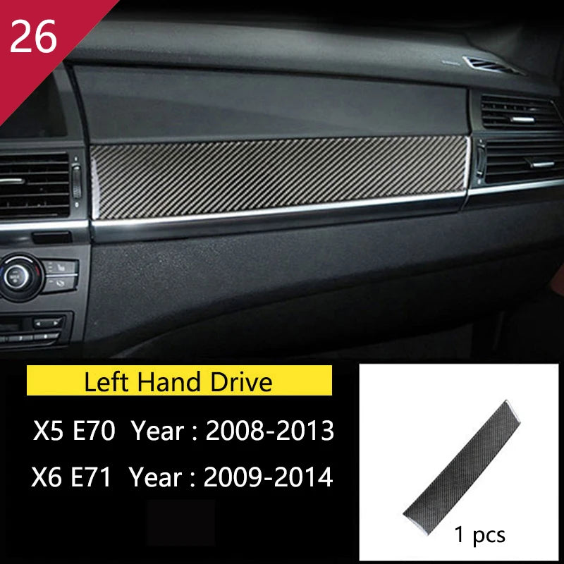 For BMW X5 X6 E70 E71 Accessories Car Interior Air Conditioning CD Console Panel Cover Decoration Trim Carbon Fiber Car Styling
