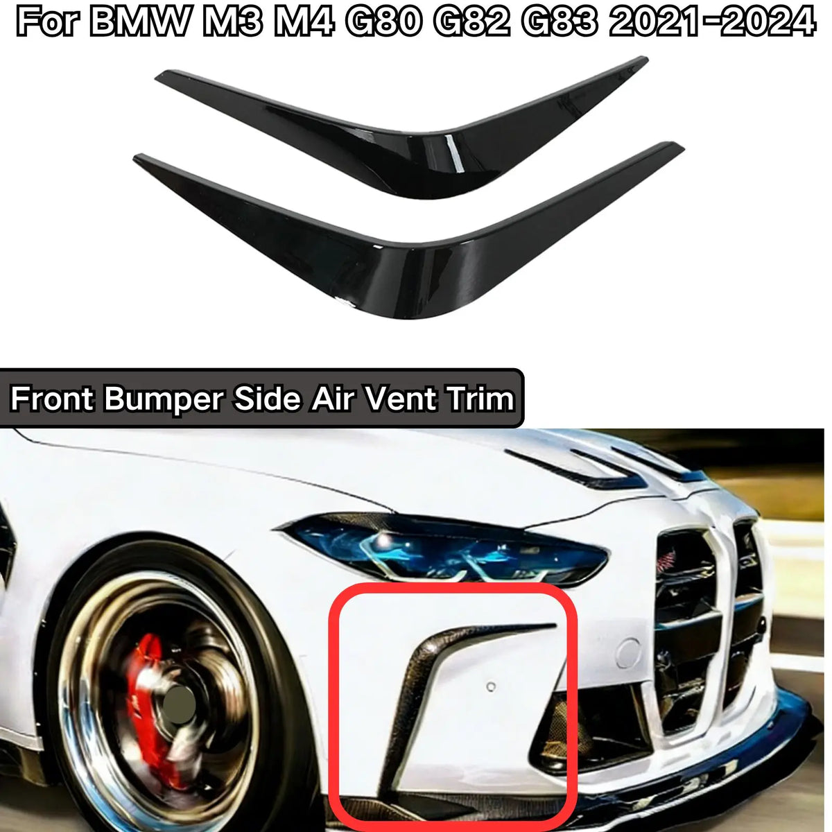 For BMW M3 M4 G80 G82 G83 2021-2024 Front Bumper Side Air Ve