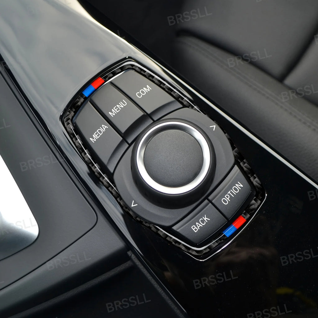 Car Center Console Multimedia Trim Frame Carbon Fiber Sticke