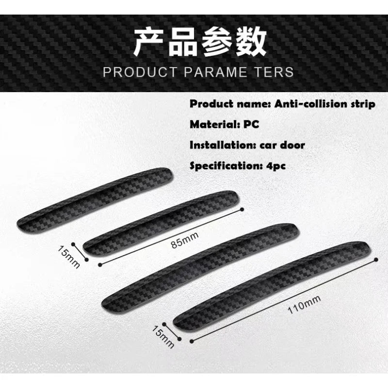 4pcs Universal Car Door Strips Anti Scratch Sticker Carbon F