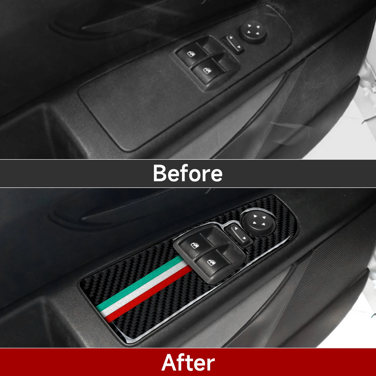 Car Window Lift Switch Panel. Carbon Fiber Interior Sticker.