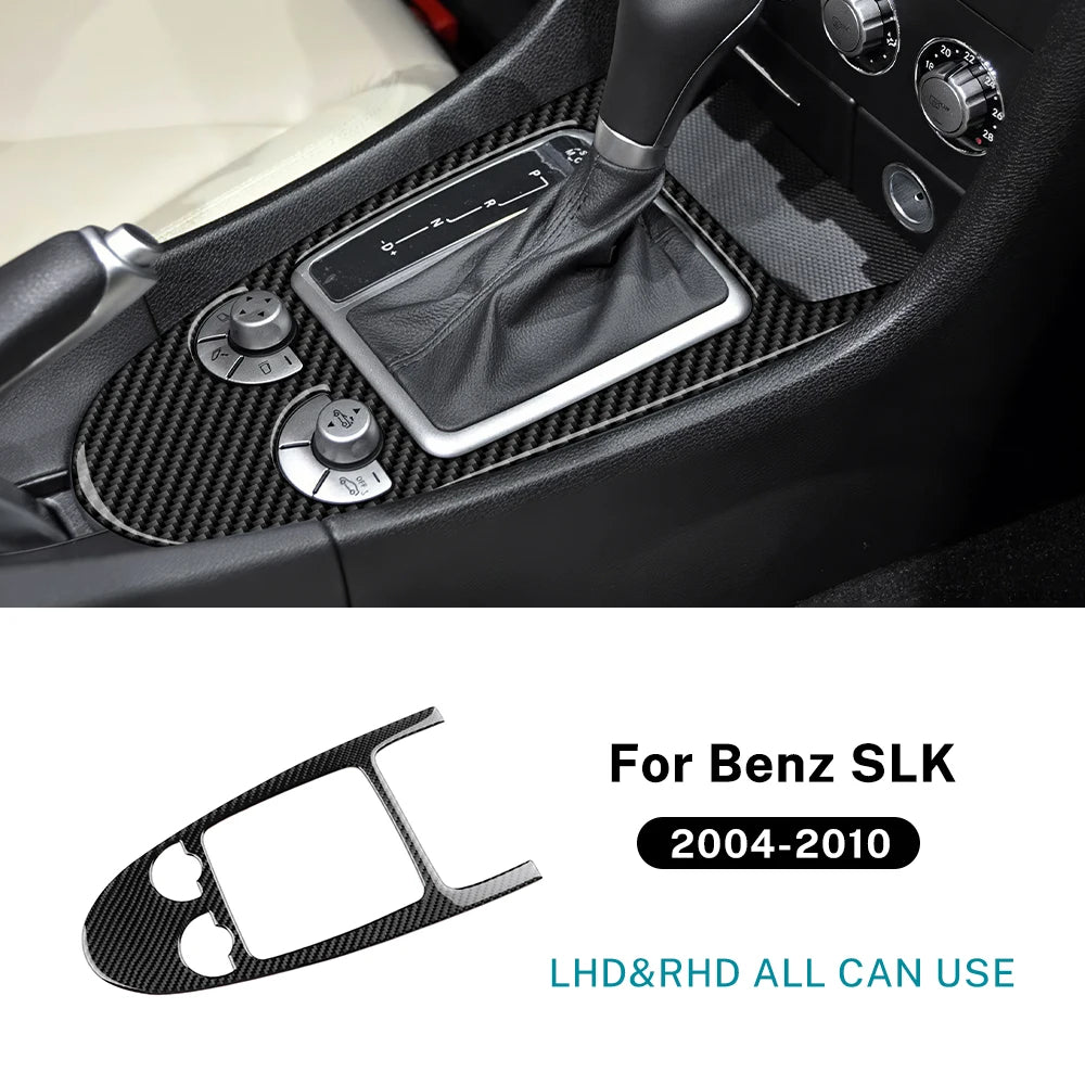 Real Soft Carbon Fiber Trim Sticker For Mercedes Benz SLK R171 2004 2005 2006 2007 2008 2009 2010 Car Central Control Gear Shift