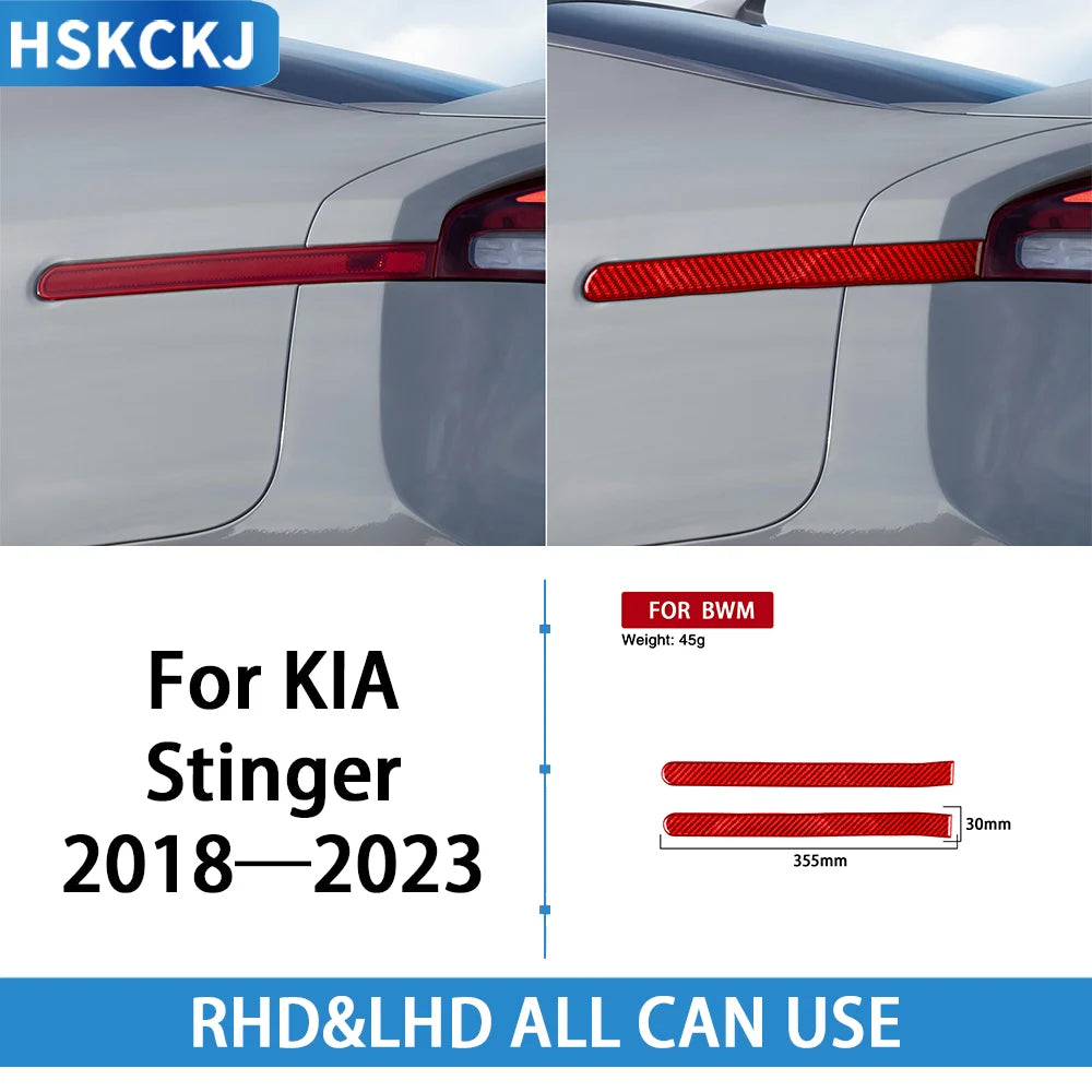 For Kia Stinger 2018-2023 Carbon Fiber Rear Light Emblems Side Lamp Stripes Trim Car Decoration Retrofitting Accessories Sticker