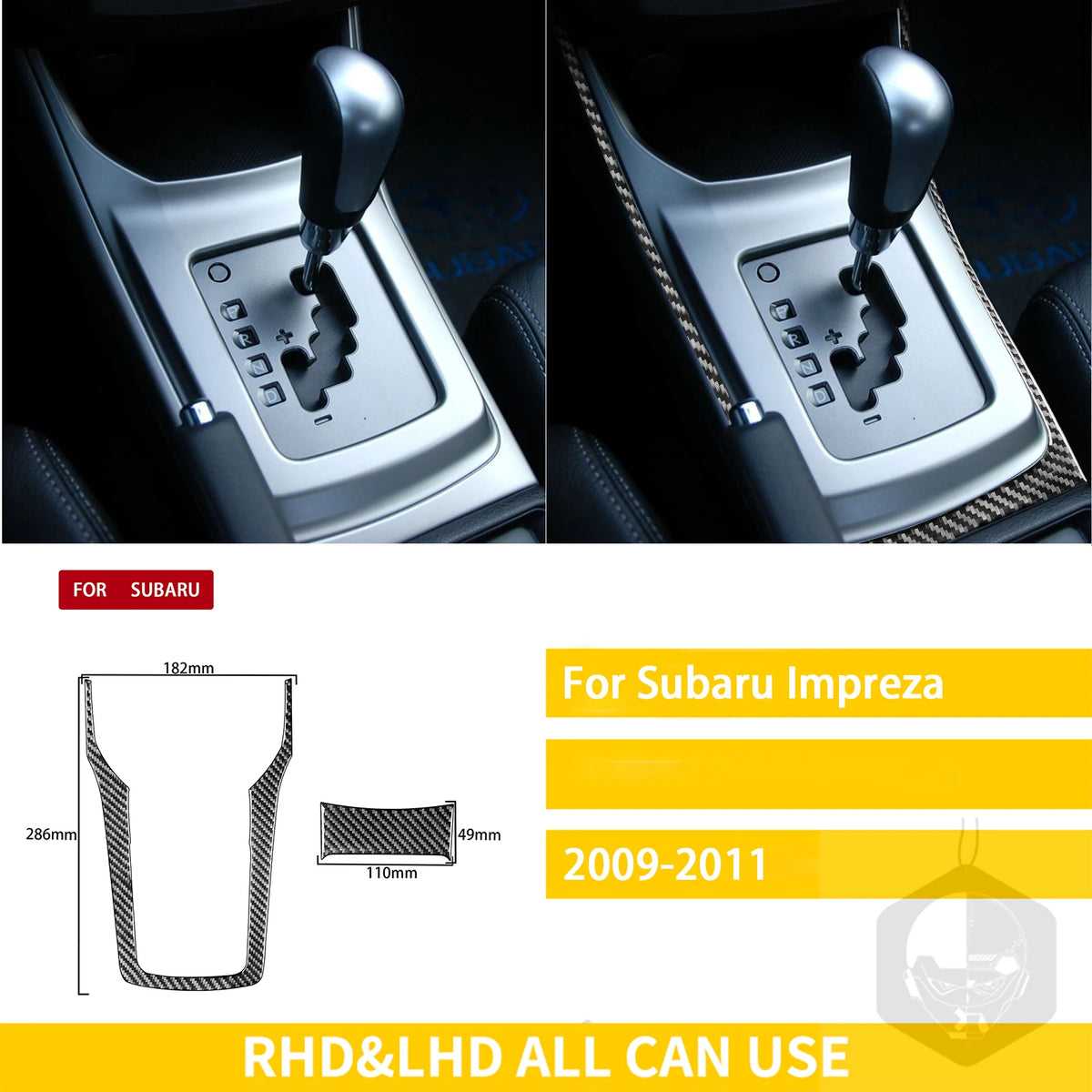 For Subaru Impreza 2009 2010 2011 Accessories Carbon Fiber Car Interior Gear Cuphold Panel CD Air Outlet Cover Trim Sticker