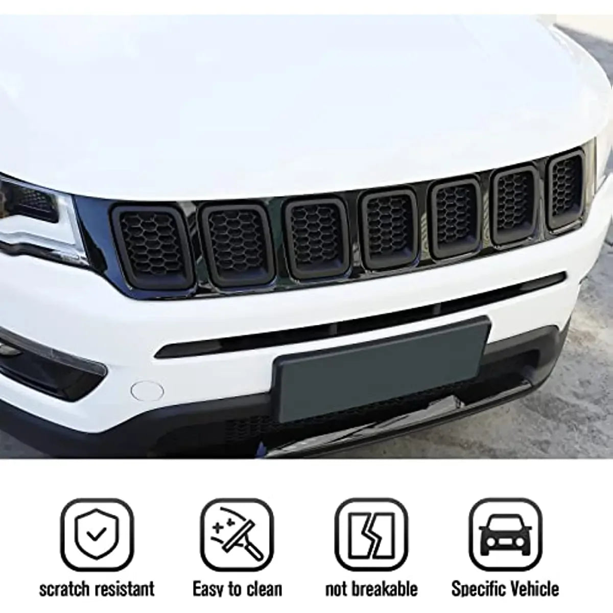 7PCS Car Carbon Fiber Grille Inserts ABS Front Grill Cover F