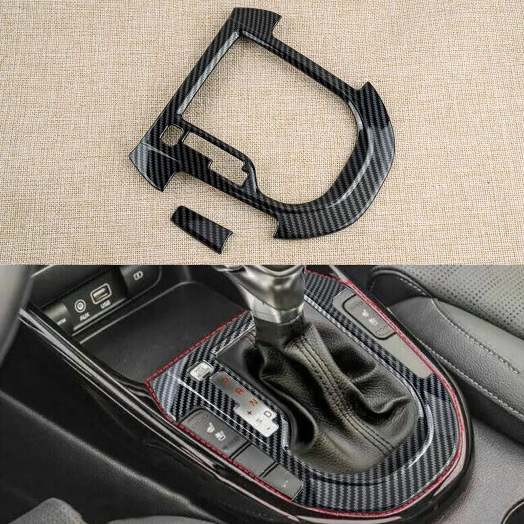 1 Set Car Black Carbon Fiber Style Gear Shift Panel Cover Tr