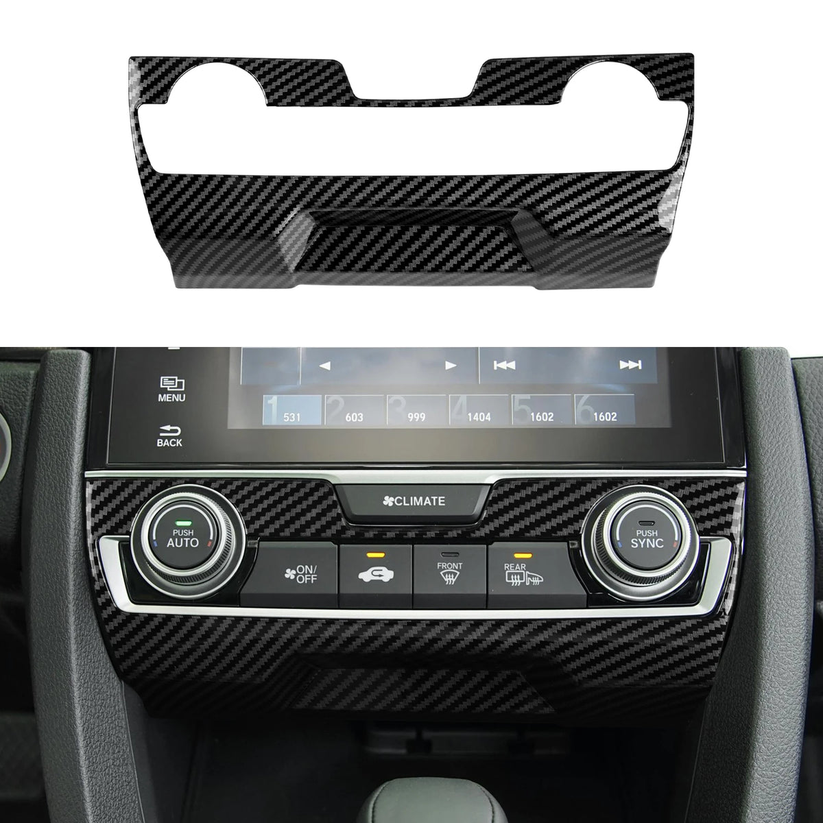 For Honda Civic 10th Gen (2016 -2021) Interior Accessories Car Center Console Gear Shift Panel Carbon Fiber ABS Trim Sticker