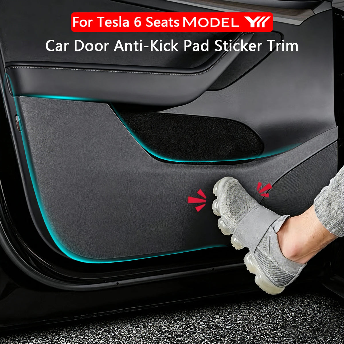 For Tesla Model YL 6-Seater Car Door Anti-Kick Pad Leather S