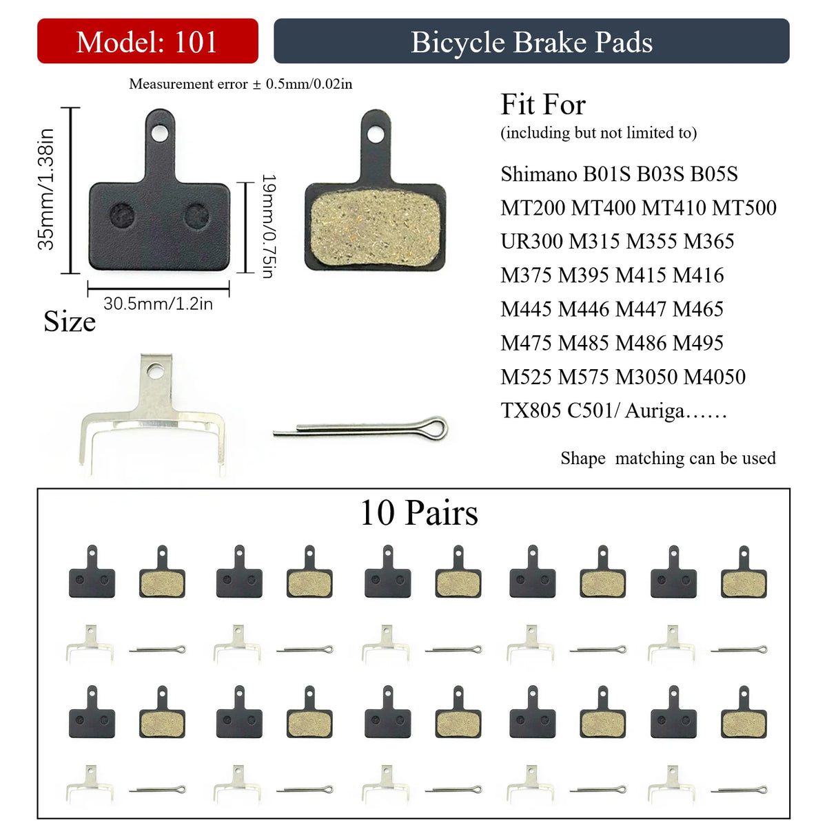 10 Pairs Multiple Models Bike Resin Disc Brake Pads MTB/Road/E-Scooters for Shimano XTR Deore Sram Level Code Guide Magura