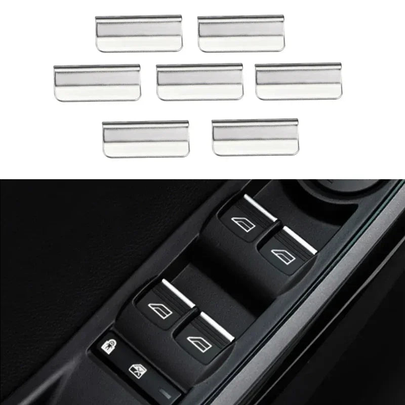 7Pcs/set Accessories ABS Chrome Car Window Lifting Button Se