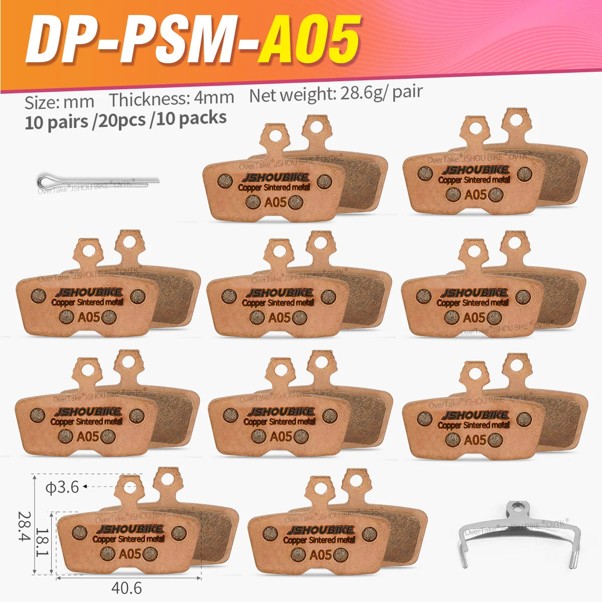 JSHOUBIKE 1/2/4/6/8/10 Pairs Sintered Metal Hydraulic Brake Pads for SRAM CODE CODE R CODE RSC SRAM AVID Code