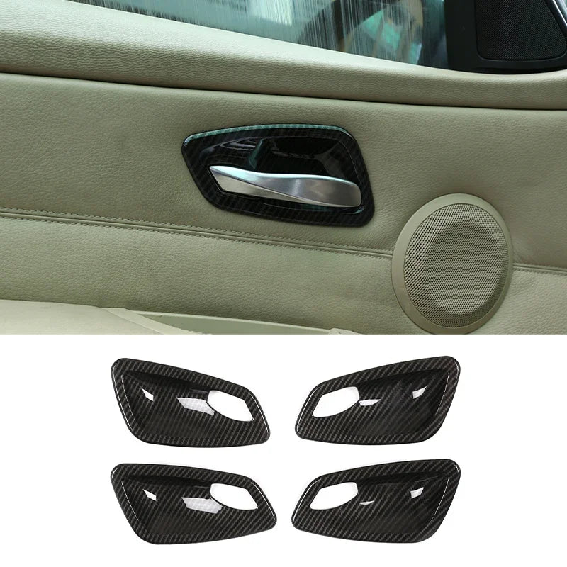For BMW 3 Series E90 2005-2012 Car Carbon Fiber Interior Decoration Cover Stickers Dashboard Console Gear Shift Door Handle Trim