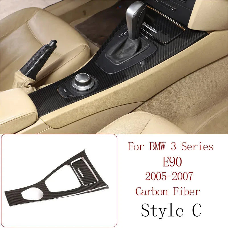 For BMW 3 Series E90 2005-2012 Car Carbon Fiber Interior Decoration Cover Stickers Dashboard Console Gear Shift Door Handle Trim