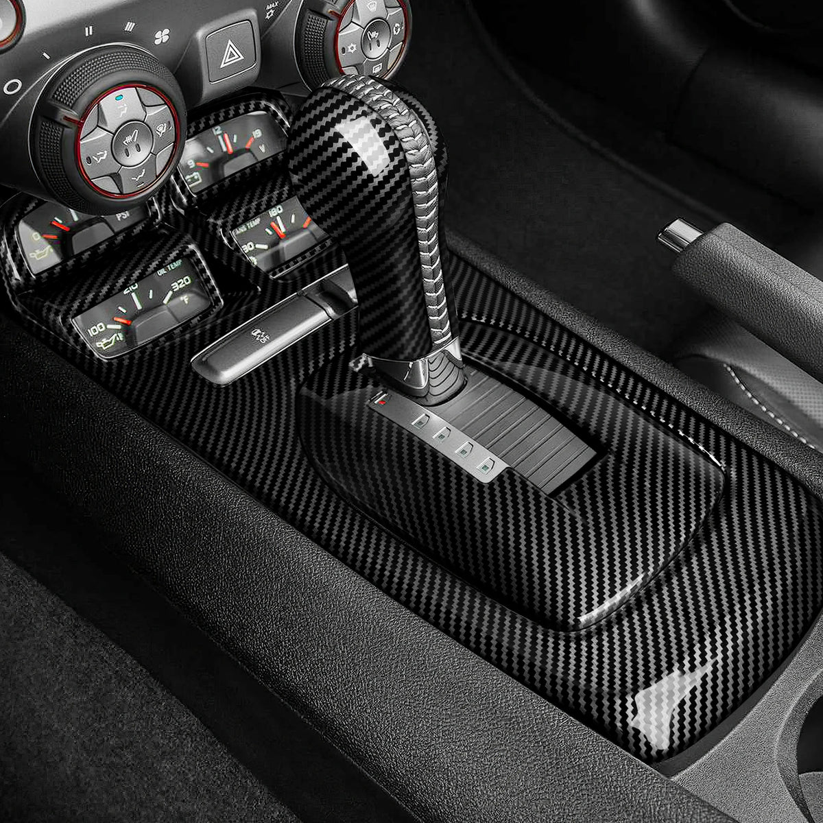 ABS Car Center Console Gear Shift Knob Cover Carbon Fiber In