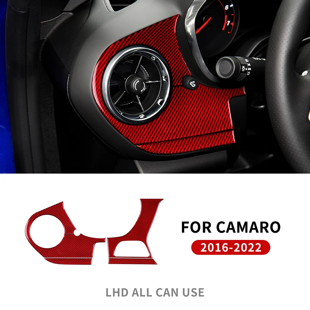 Real Carbon Fiber for Chevrolet Camaro 2016 2017 2018 2019 2020 2021 2022 2023 Car Interior Trim Red Black Accessories Sticker