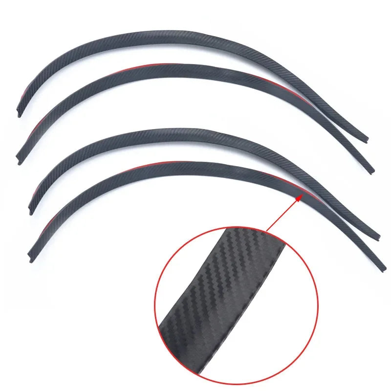 2/4pcs Universal Car Truck Black/ Carbon Fiber Body Kit trim Fender Flare Rubber Wheel Eyebrow anti-scratch Strip lip Stickers