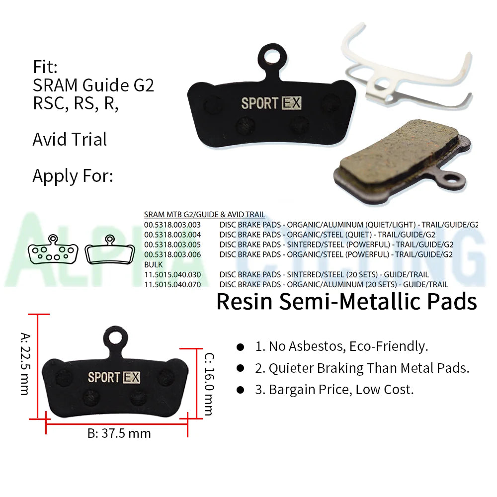 4 Pairs Bicycle Disc Brake Pads for SRAM Guide Ultimate RSC 