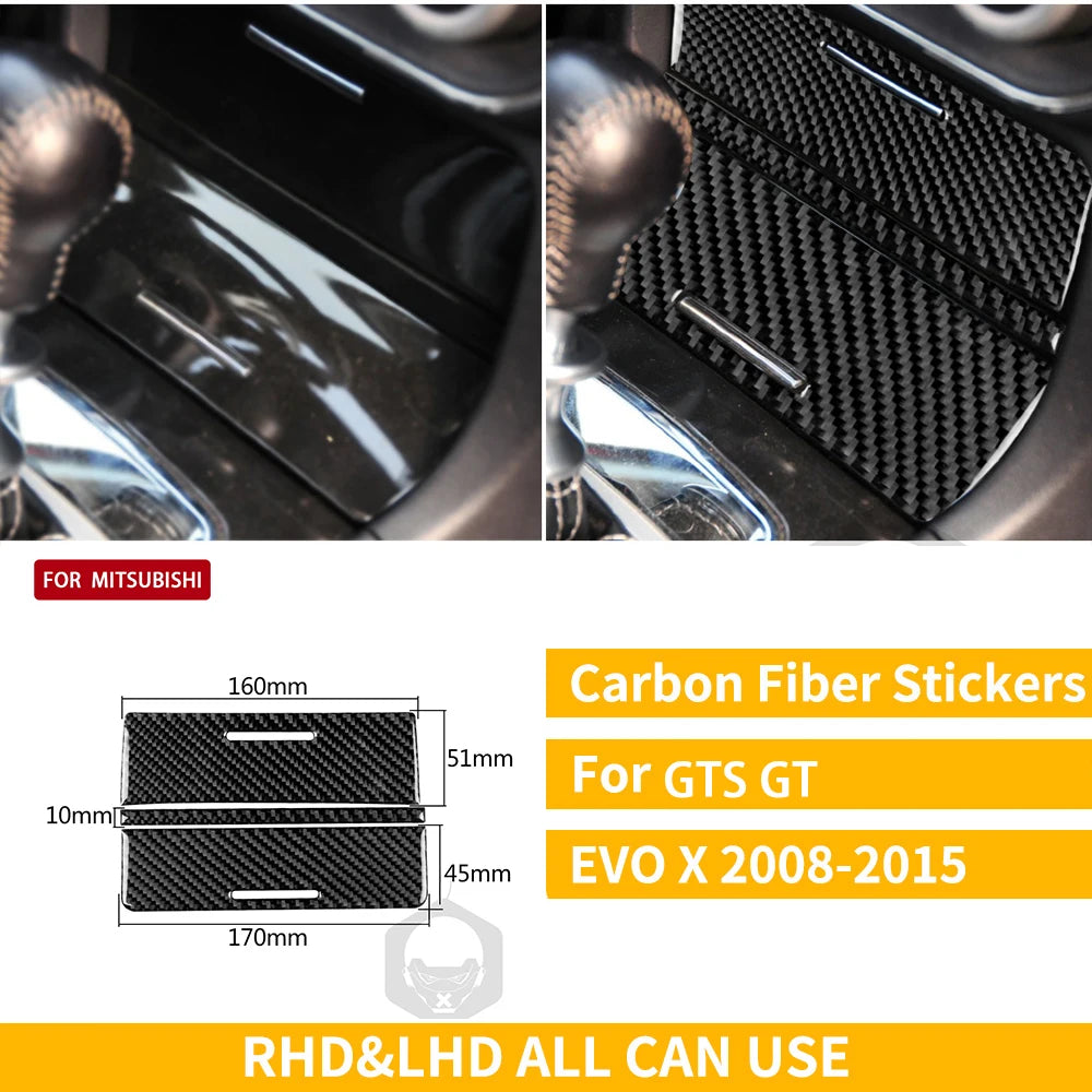 For Mitsubishi Lancer EVO X MR 2008-2015 Carbon Interior Trim Sticker Set Speedometer Window Lifting Storage Car Accessories
