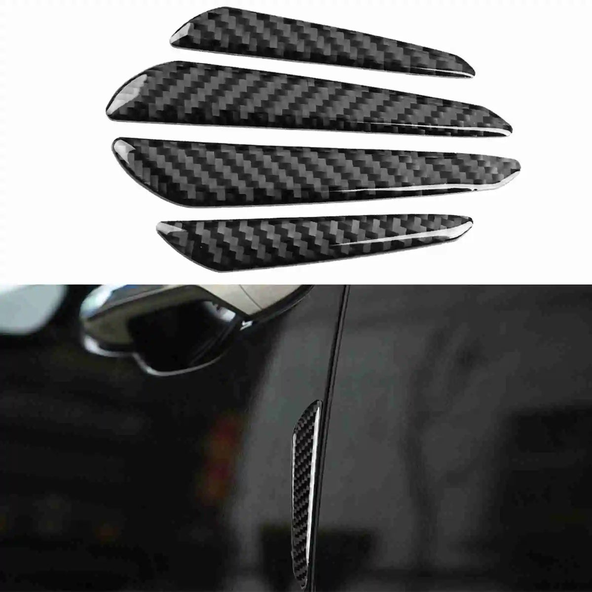 4Pcs Carbon Fiber Door Edge Guard Bumper Protector Strips Tr