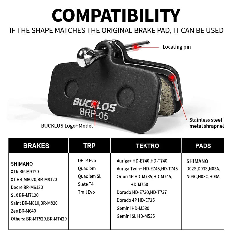 BUCKLOS Bike Brake Pad for SHIMANO N03A H03A D03S MTB Road B