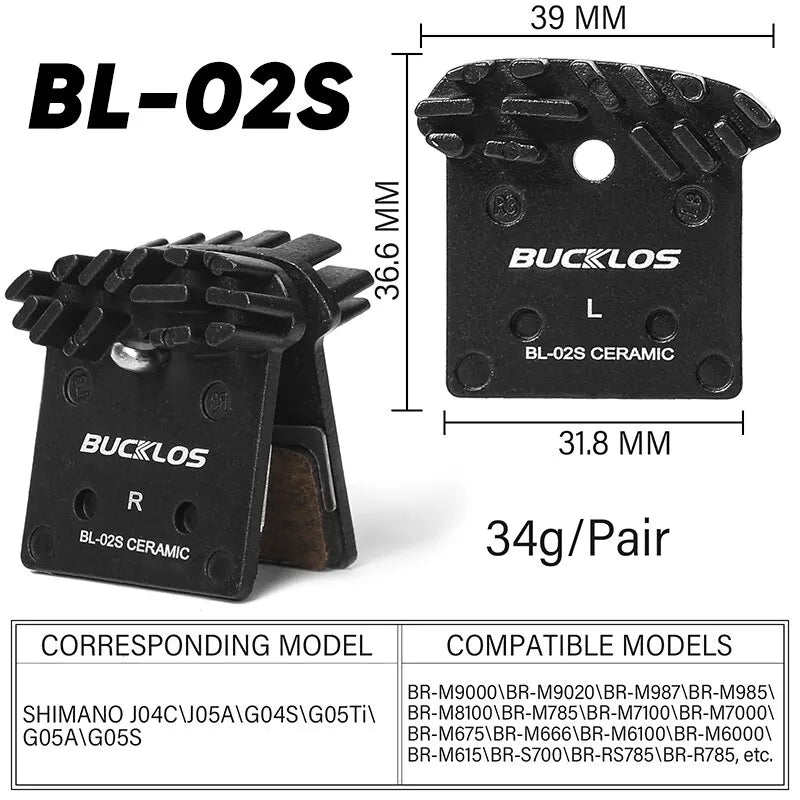 BUCKLOS Ceramic Brake Pads Bike MTB Hydraulic Brake Disc Pads Mountain Road Bike Brake Disk Pads For Shimano Brake Accessories