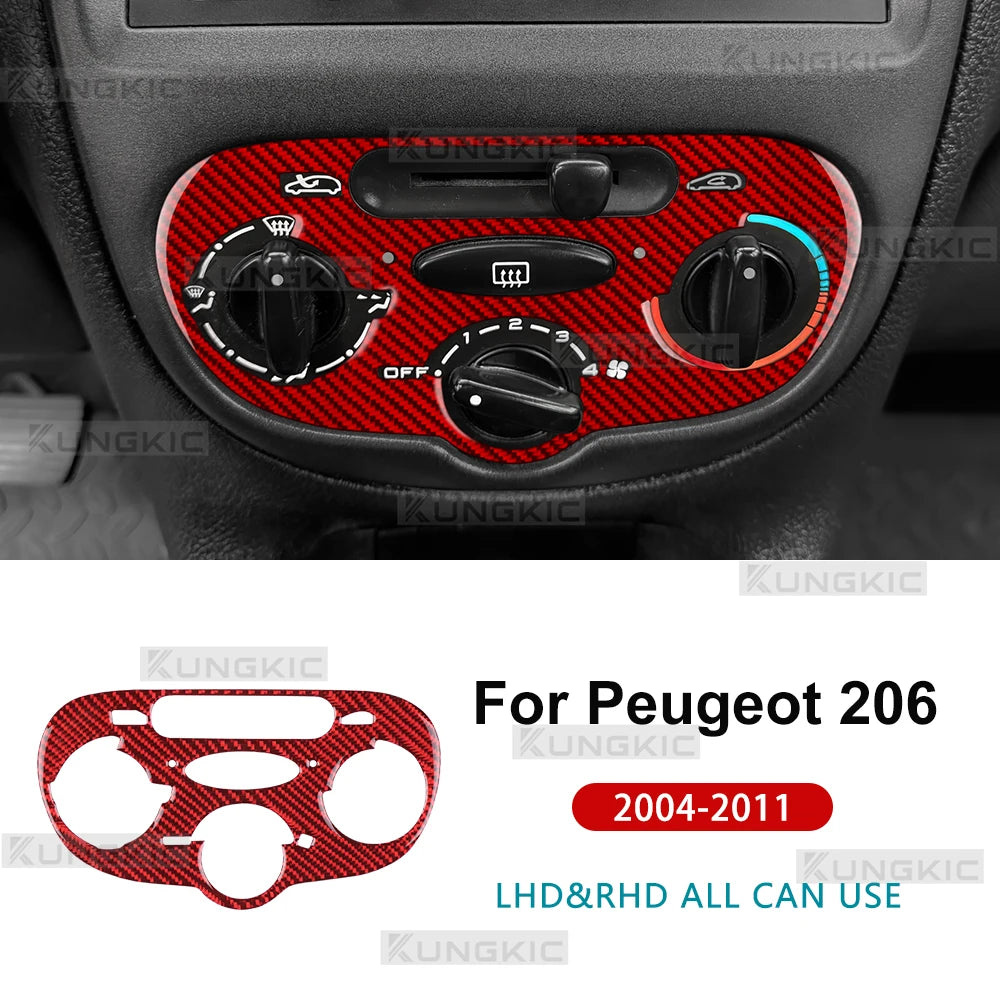 Real Soft Carbon Fiber Trim For Peugeot 206 2001 2002 2003 2004 2005 2006 2007 2008 2009 2010 Car AC Central Control Air Outlet