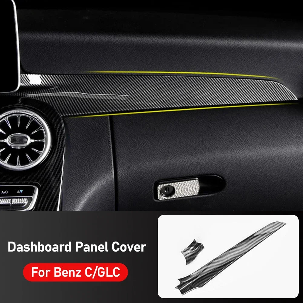 2Pcs Car Carbon Fiber Texture Central Console Dashboard Pane
