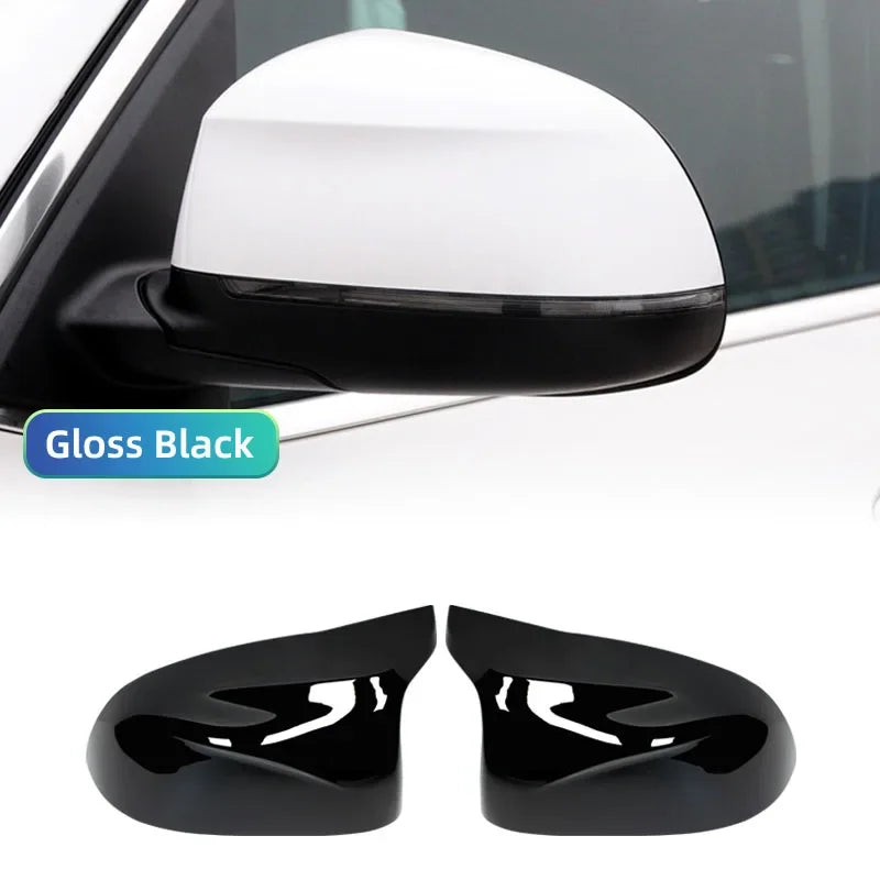 For BMW F25 X3 F26 X4 F15 X5 F16 X6 2014 15-18 Bright Black Caps Carbon Fiber Style Auto Car Rear View Side Mirror Cover Trim