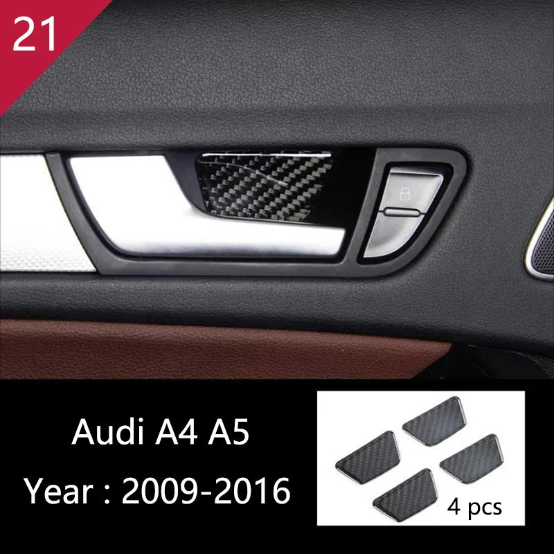For Audi A4 S4 RS4 B8 8K A5 S5 RS5 8T 8F Car Carbon Fiber Window Door Panel Strips Cover Protective Trim Sticker Accessories