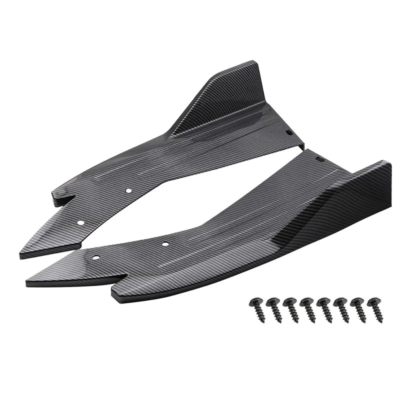 Pair Universal Car Rear Bumper Spoiler Lip Carbon Fiber Wing Trim Protection Anti-crash Diffuser Side Skirt Wrap Angle Splitter