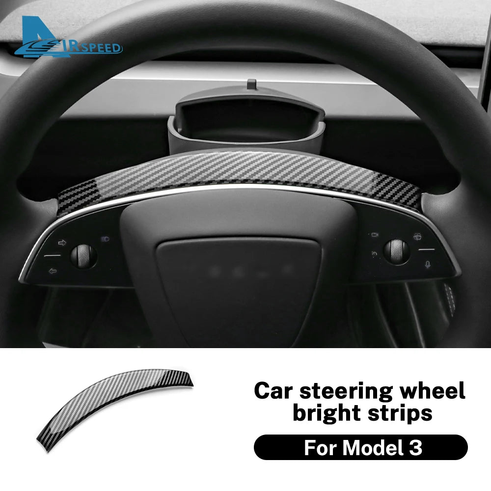 ABS Carbon Fiber Steering Wheel Frame Cover For Tesla Model 