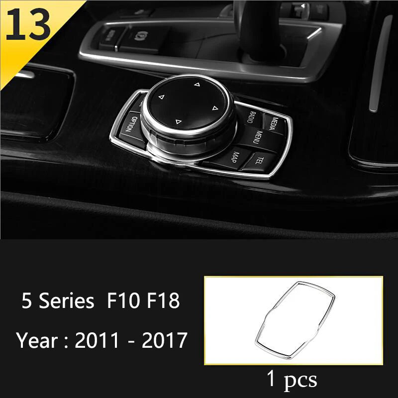 For BMW 5 Series F10 F11 F18 Accessories Stainless Steel Modified Interior Car Central Air Outlet Set Trim Sticker Frame Styling