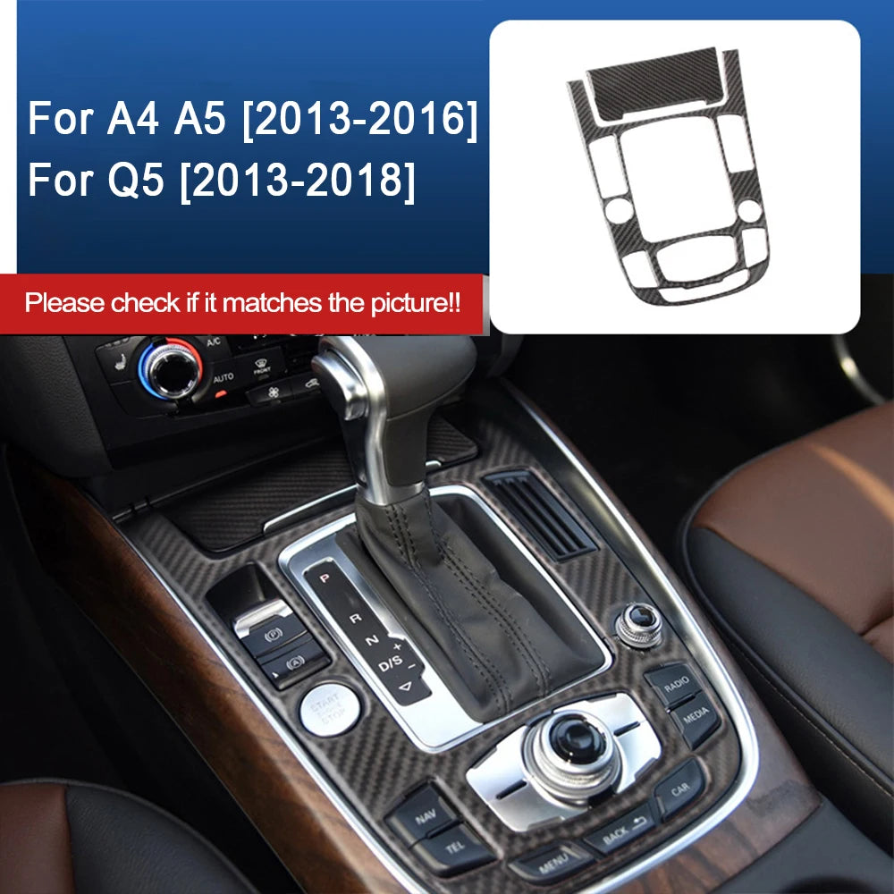 For Audi A4 B8 A5 Q5 2009-2018 Interior Accessories Carbon Fiber Car Console Gear Shift Panel Decoration Cover Trim Sticker