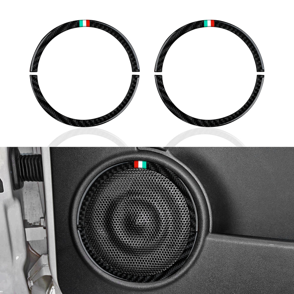 For Fiat Abarth 500 500C 500e 595C 695C Trim Accessories Car Door Speaker Decorative Strips Carbon Fiber Interior Sticker.