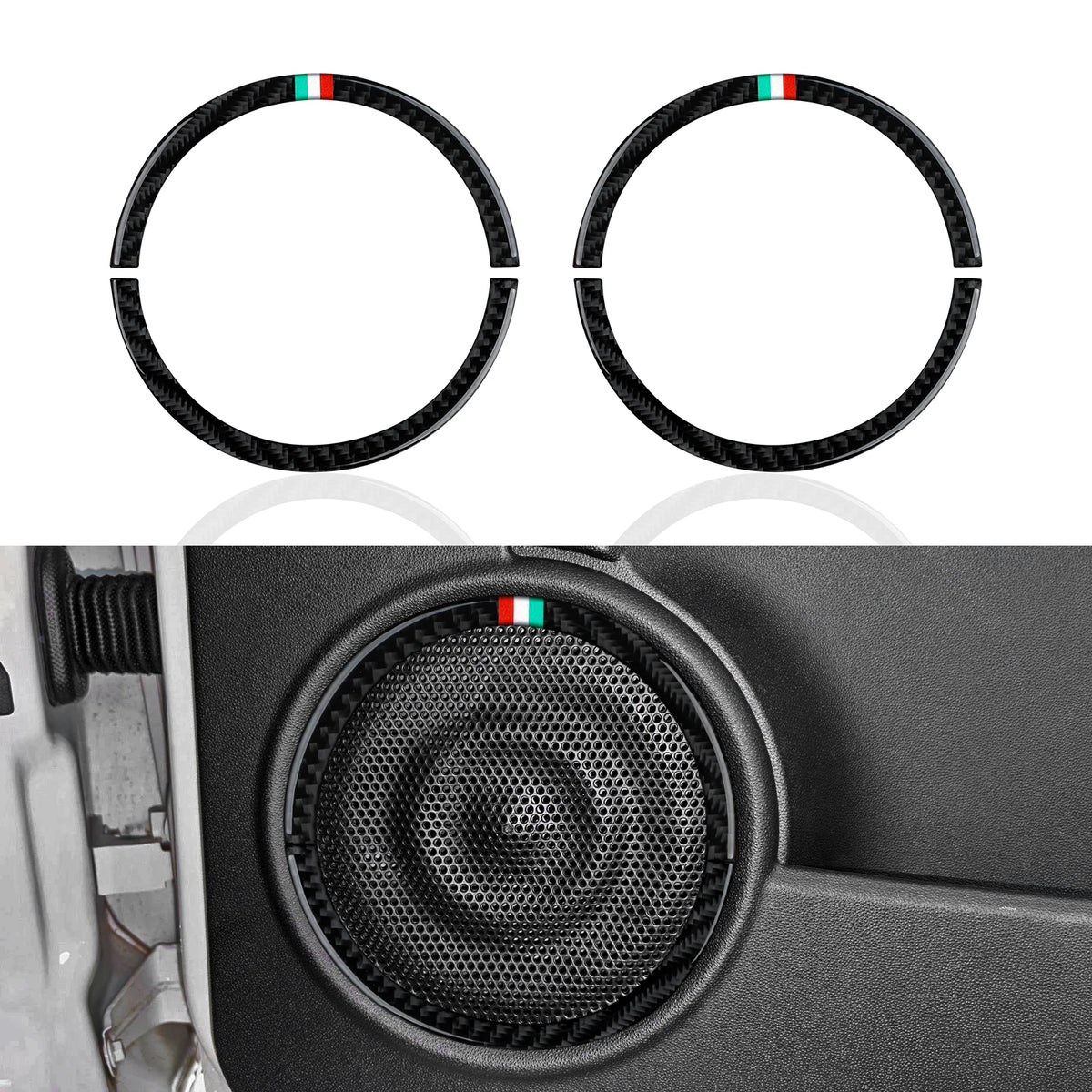 For Fiat Abarth 500 500C 500e 595C 695C Trim Accessories Car Door Speaker Decorative Strips Carbon Fiber Interior Sticker.
